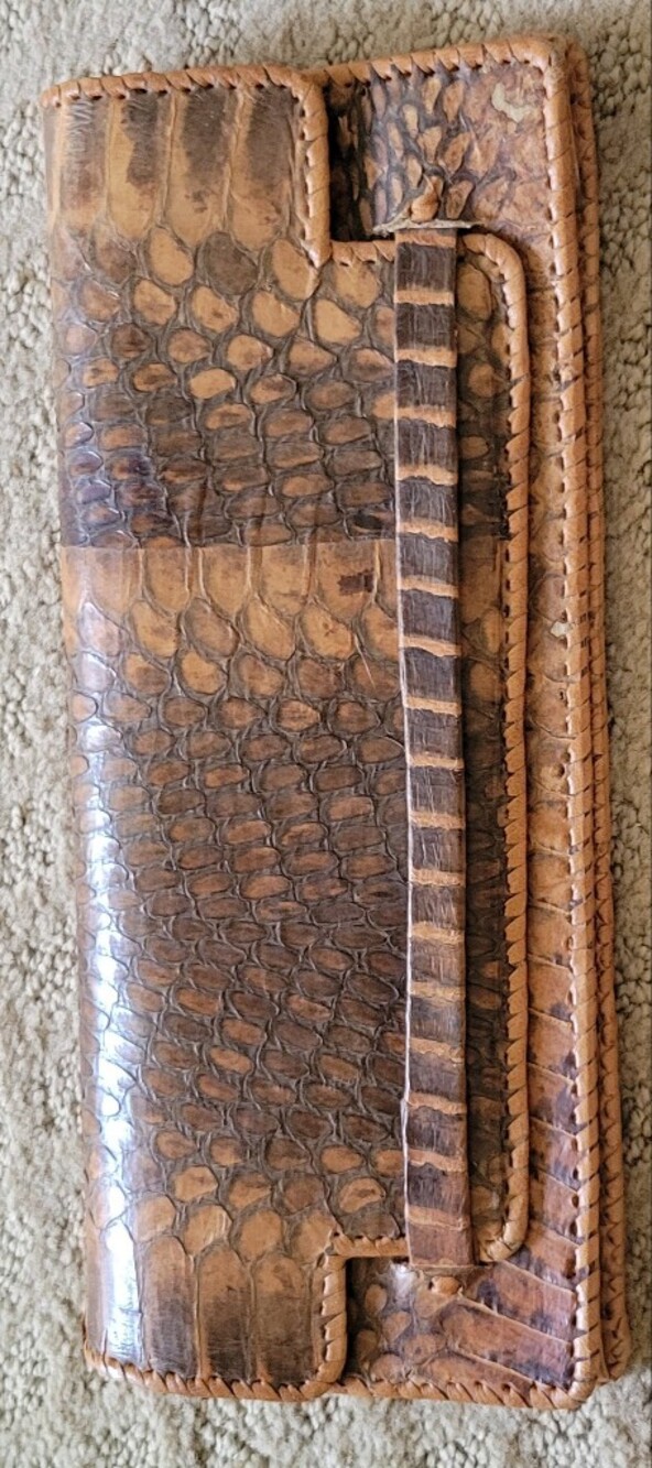 Brown Croc-Embossed Leather Clutch Wallet